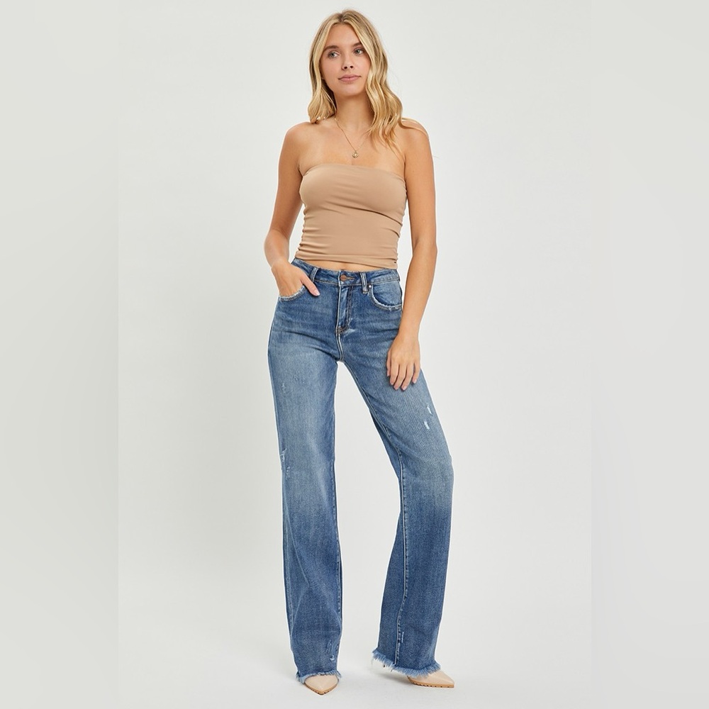 RISEN JEANS HIGH RISE LONG STRAIGHT JEANS -1056